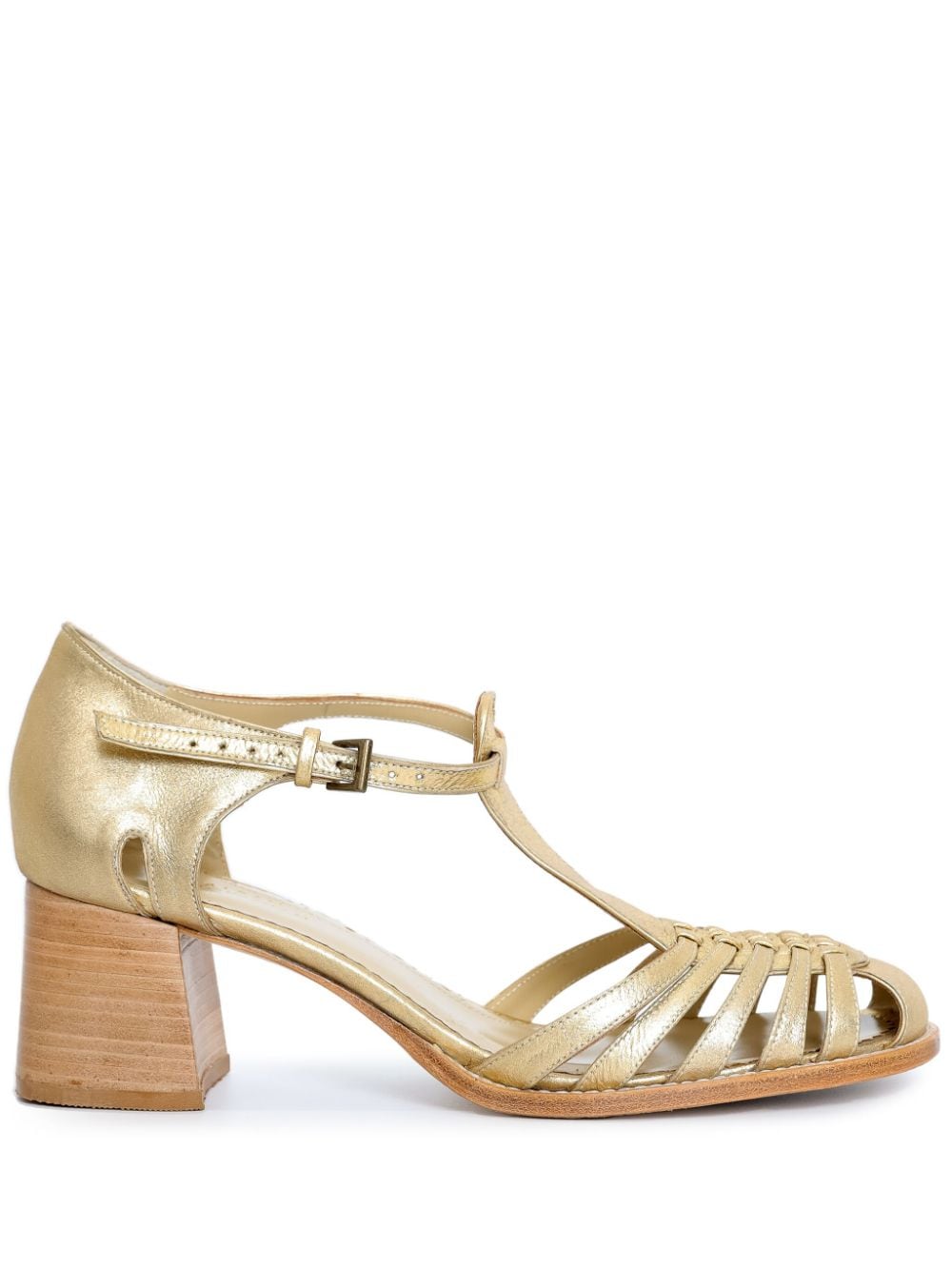 Shop Sarah Chofakian 65mm Boheme Metallic Sandals In Gold