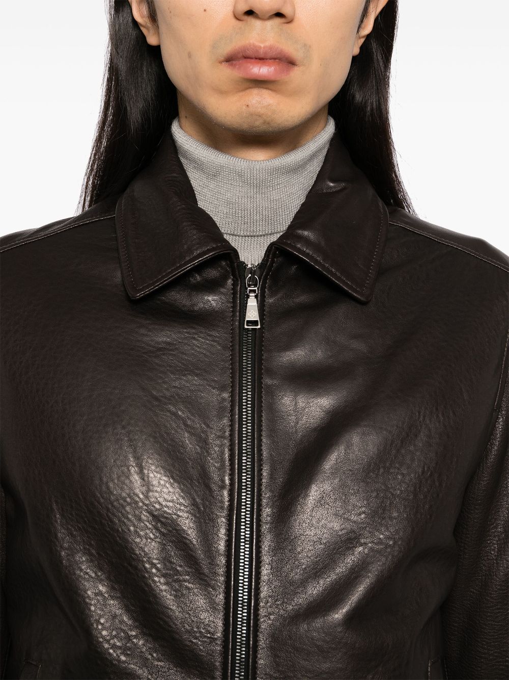 SANDRO zip-up leather jacket Women