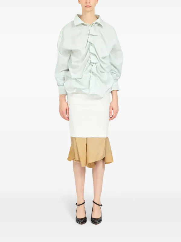 Maison Margiela ダブルスプライドカットソー Maison Margiela double-layer Cotton Shirt | Green | FARFETCH