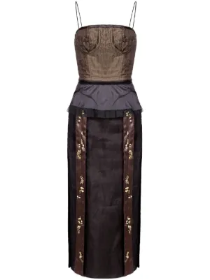 maxi fit and flare dress for women Mauve Ruffled Fit And Flare Maxi Dress