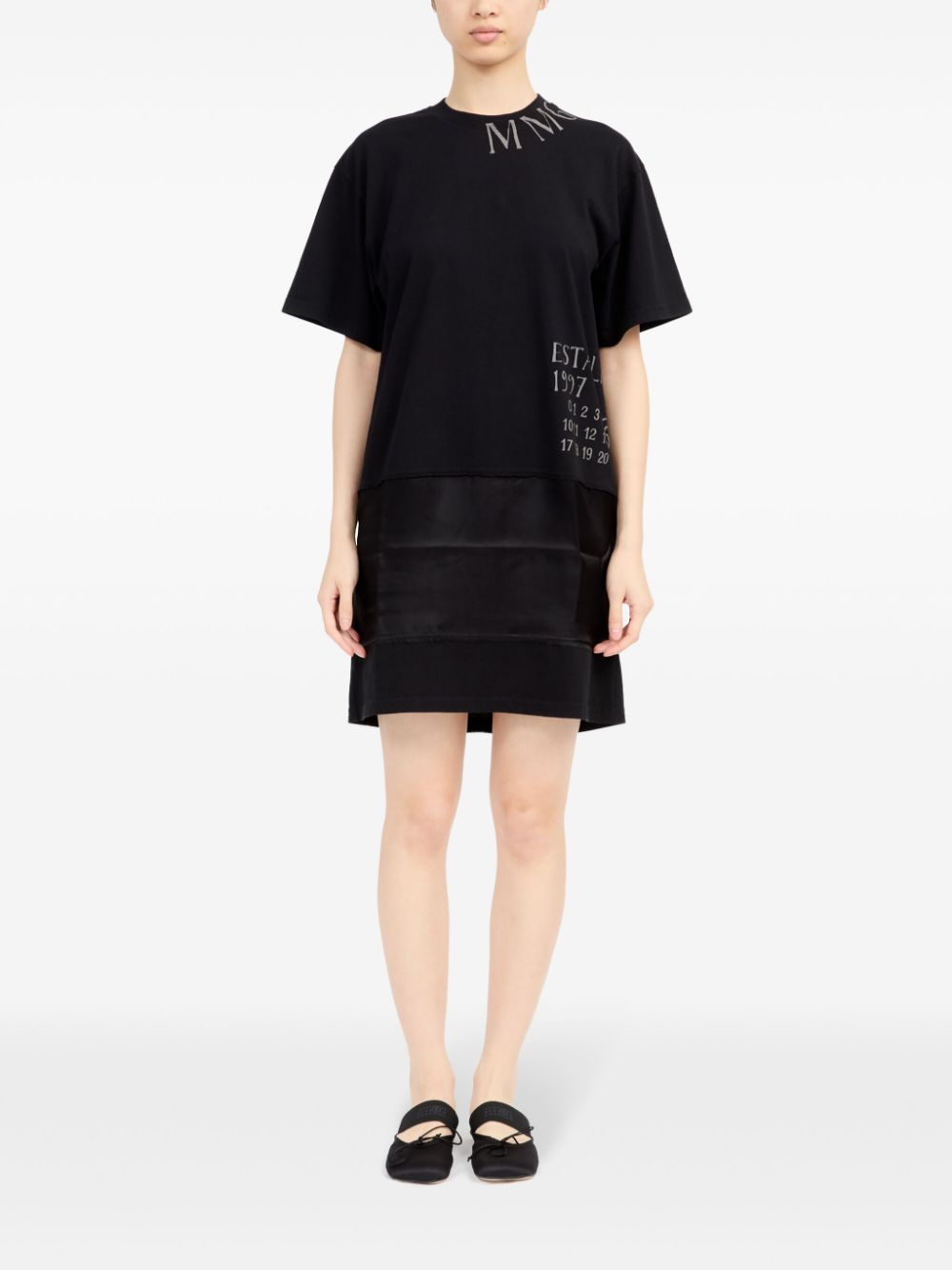 MM6 Maison Margiela T-shirtjurk met logoprint - Zwart