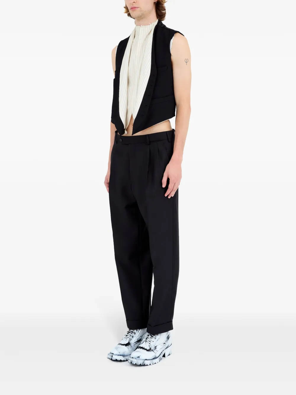 striped-panel waistcoat