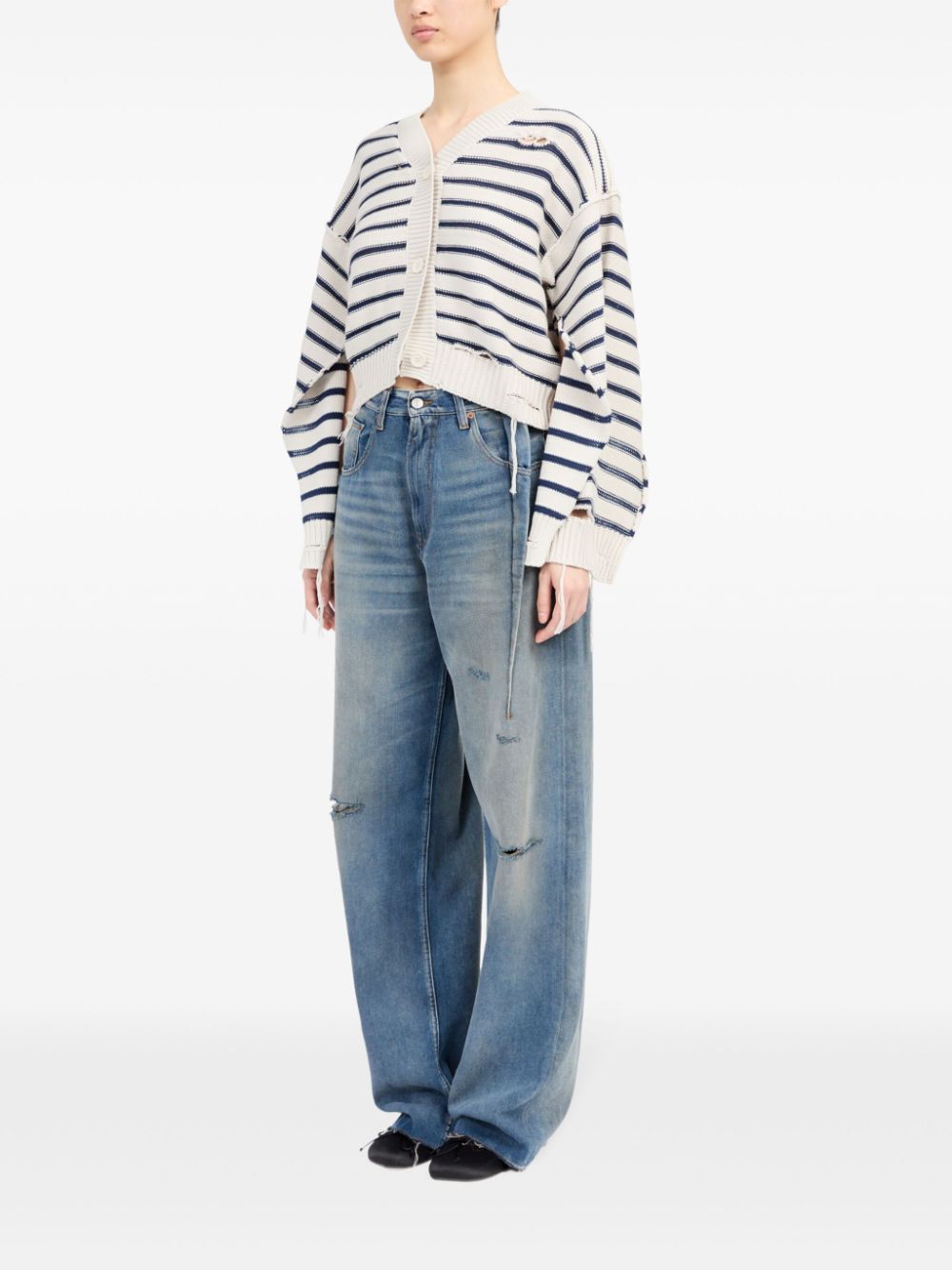 MM6 Maison Margiela striped cotton knit cardigan Women