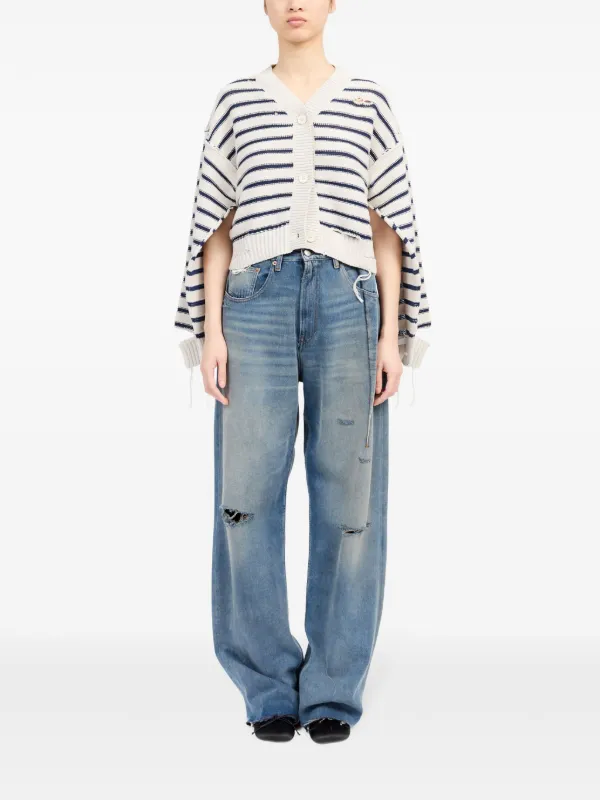 MM6 Maison Margiela Cardigan De Tricô e Algodão | Branco | FARFETCH BR