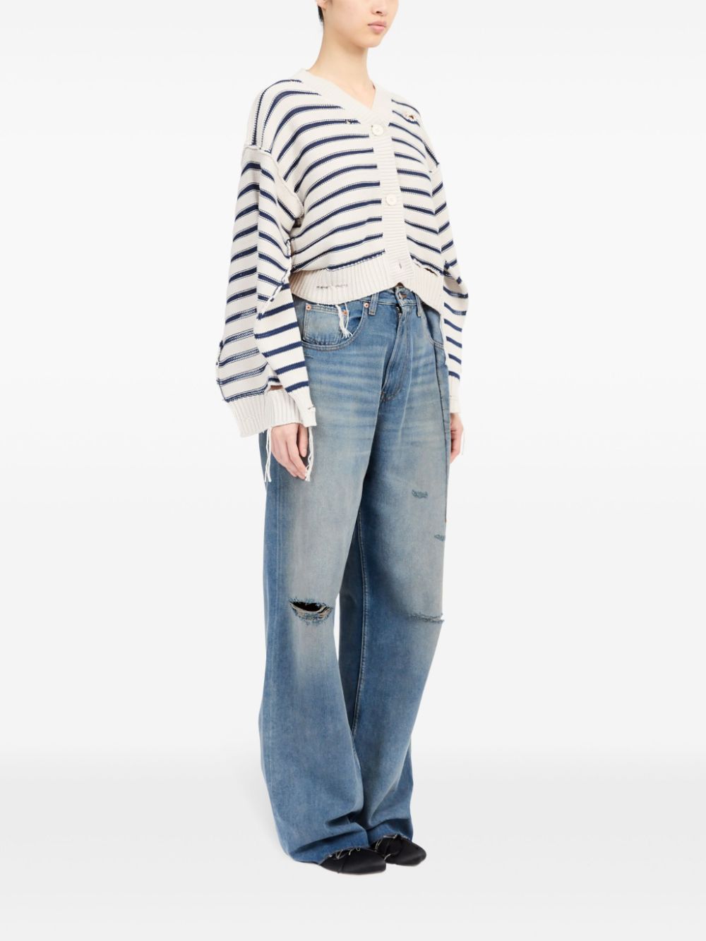 MM6 Maison Margiela striped cotton knit cardigan Women