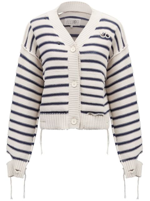 MM6 Maison Margiela striped cotton knit cardigan Women