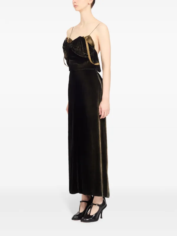 maison margiela ruched moire maxi dress Maison Margiela low-back Maxi Dress | Green
