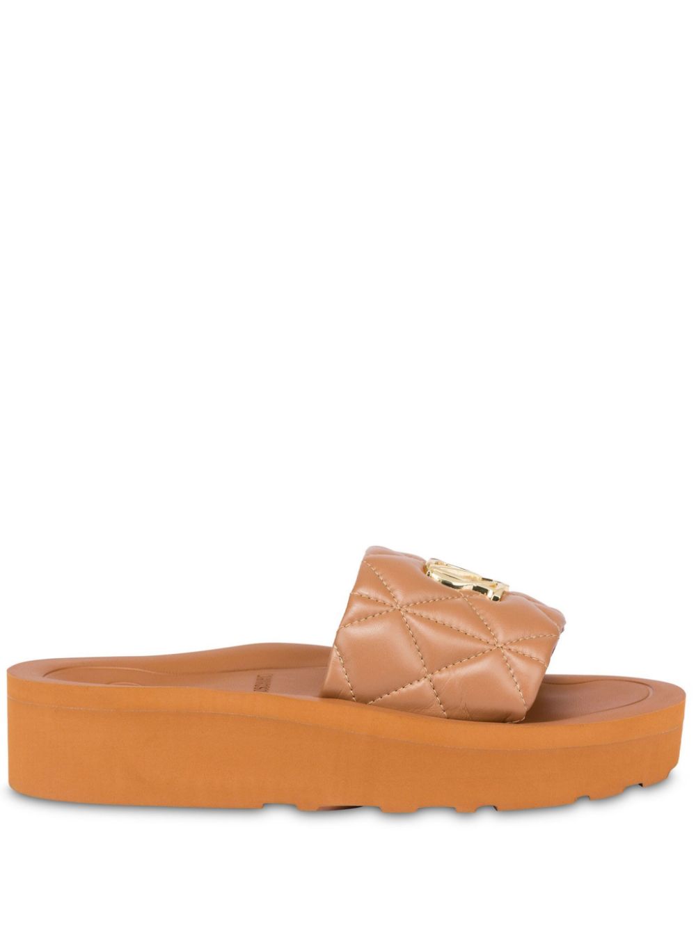 Love Moschino quilted leather slides Brown