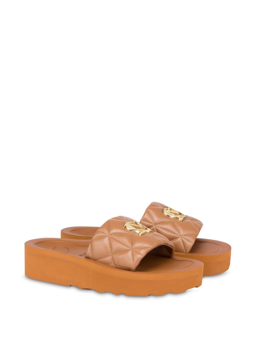 Love Moschino Leren slippers - Bruin