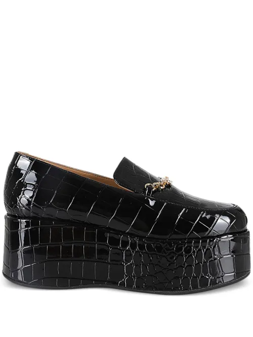 Mocassins en cuir à effet peau de crocodile - GANNI - Modalova