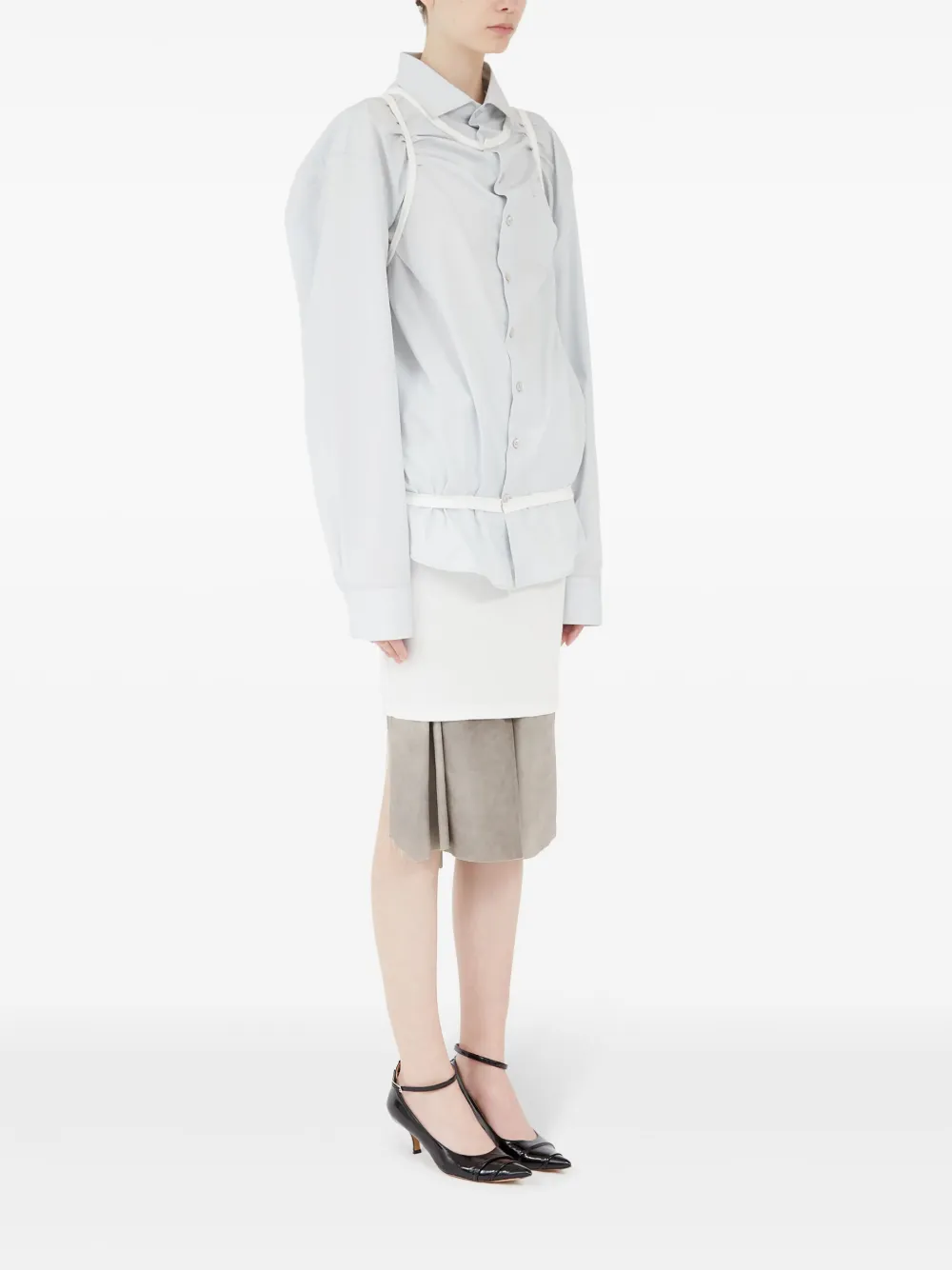 Maison Margiela Four katoenen-shirt met gestikt logo Blauw