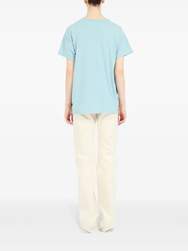Maison Margiela logo-print Cotton T-shirt | Blue | FARFETCH CA