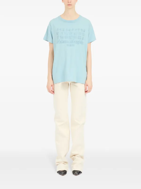 Maison Margiela logo-print Cotton T-shirt | Blue | FARFETCH CA