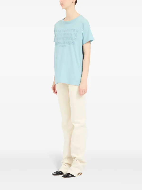 Maison Margiela logo-print Cotton T-shirt | Blue | FARFETCH RO