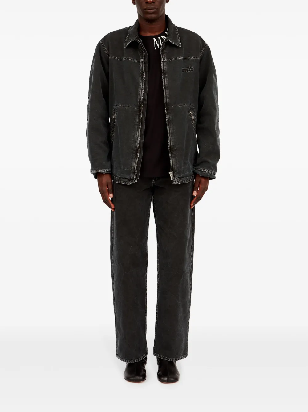 MM6 Maison Margiela Denim jack met patroon - Zwart