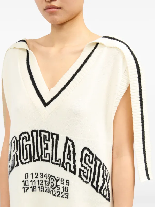 MM6 Maison Margiela logo-jacquard Knit Dress | White | FARFETCH