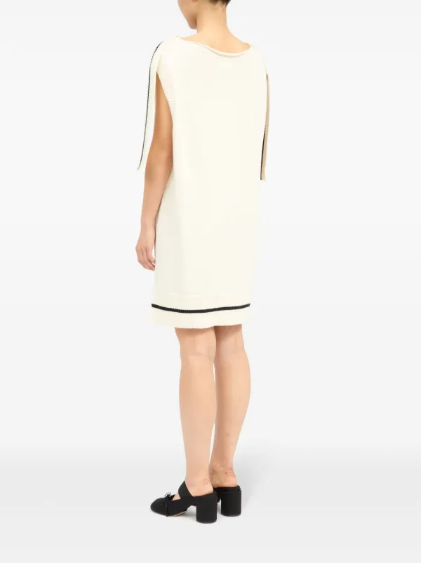 MM6 Maison Margiela logo-jacquard Knit Dress | White | FARFETCH