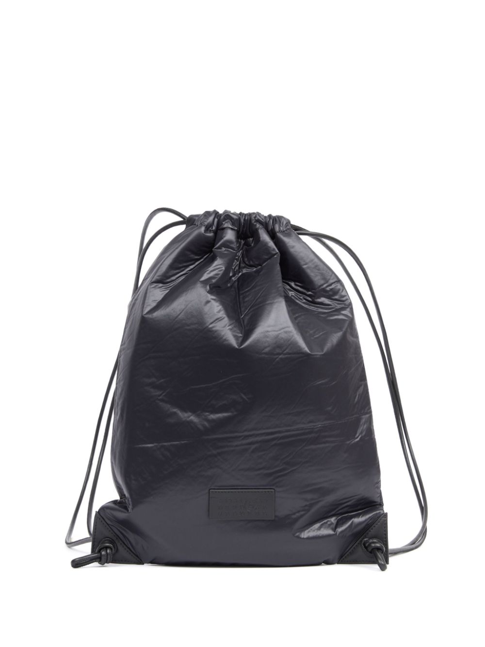 drawstring faux-leather backpack