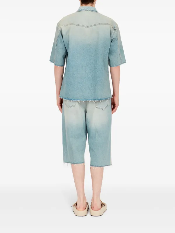 トップス MM6 Maison Margiela Cutoff Denim Top Blue Short Sleeve Denim Shirt by MM6 Maison Margiela on Sale