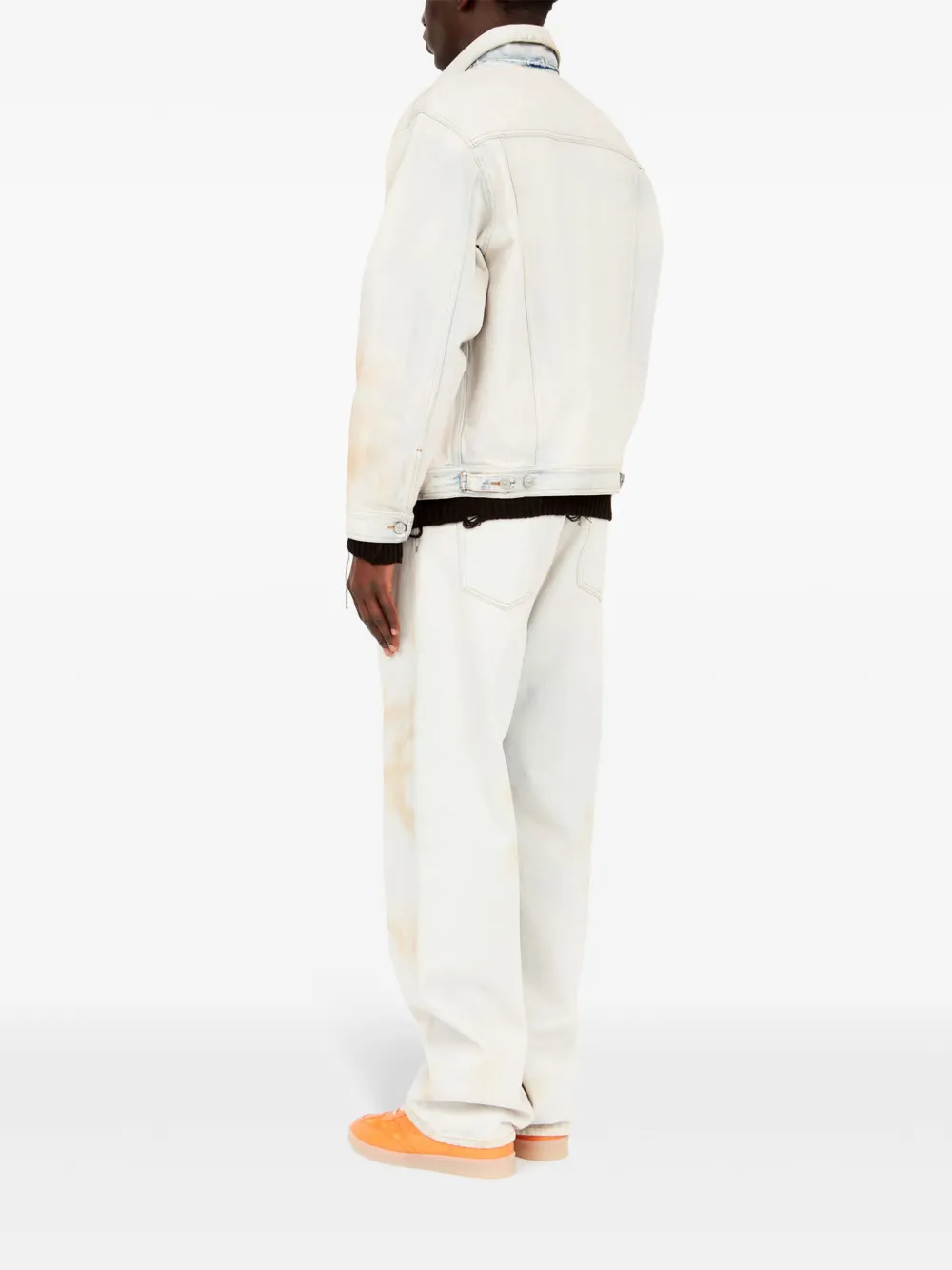 MM6 Maison Margiela Denim jack met gerafelde afwerking Beige
