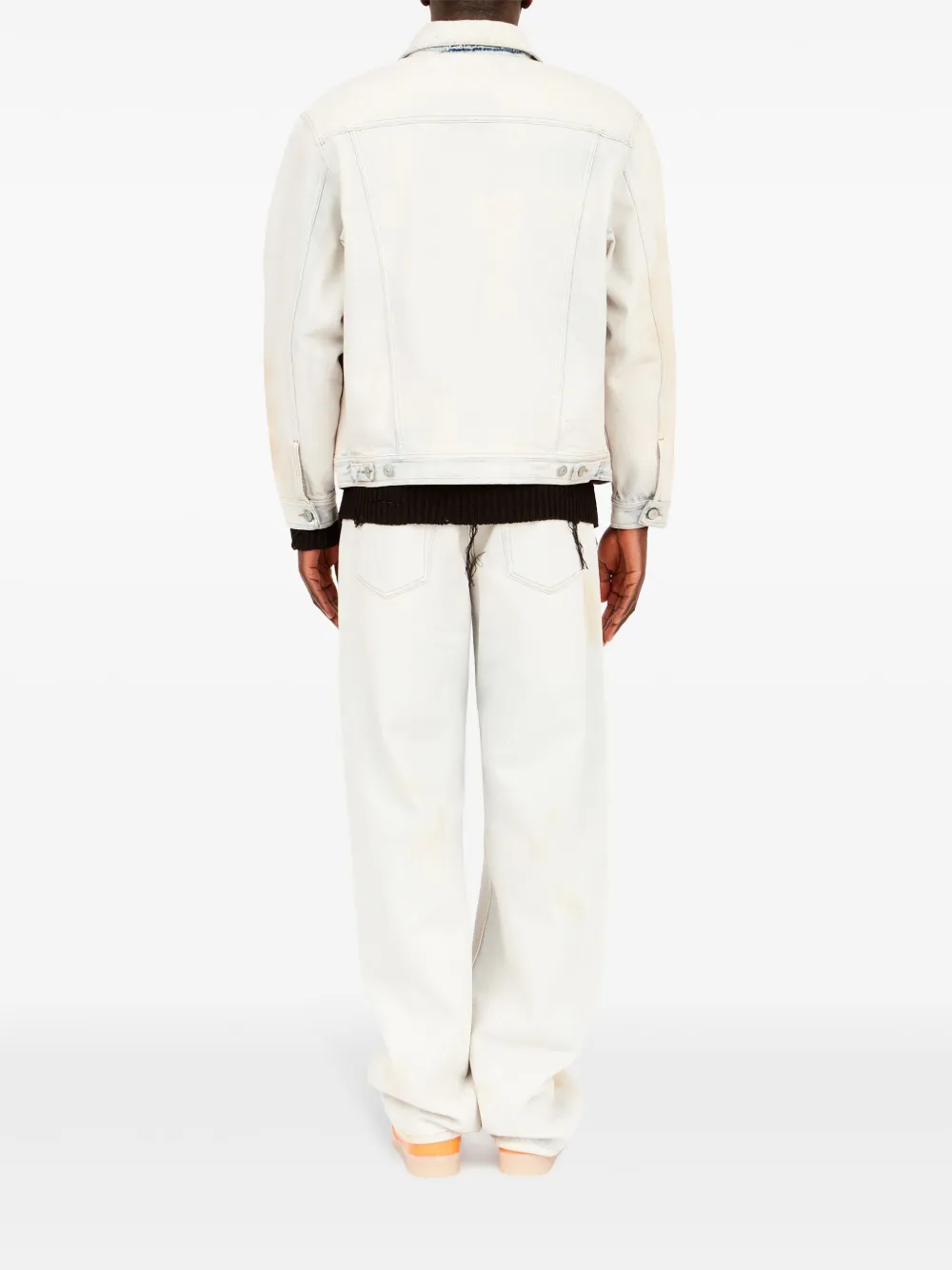 MM6 Maison Margiela Denim jack met gerafelde afwerking Beige