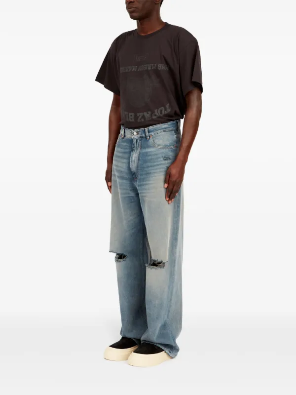 MM6 Maison Margiela ダメージ ワイドジーンズ | ブルー