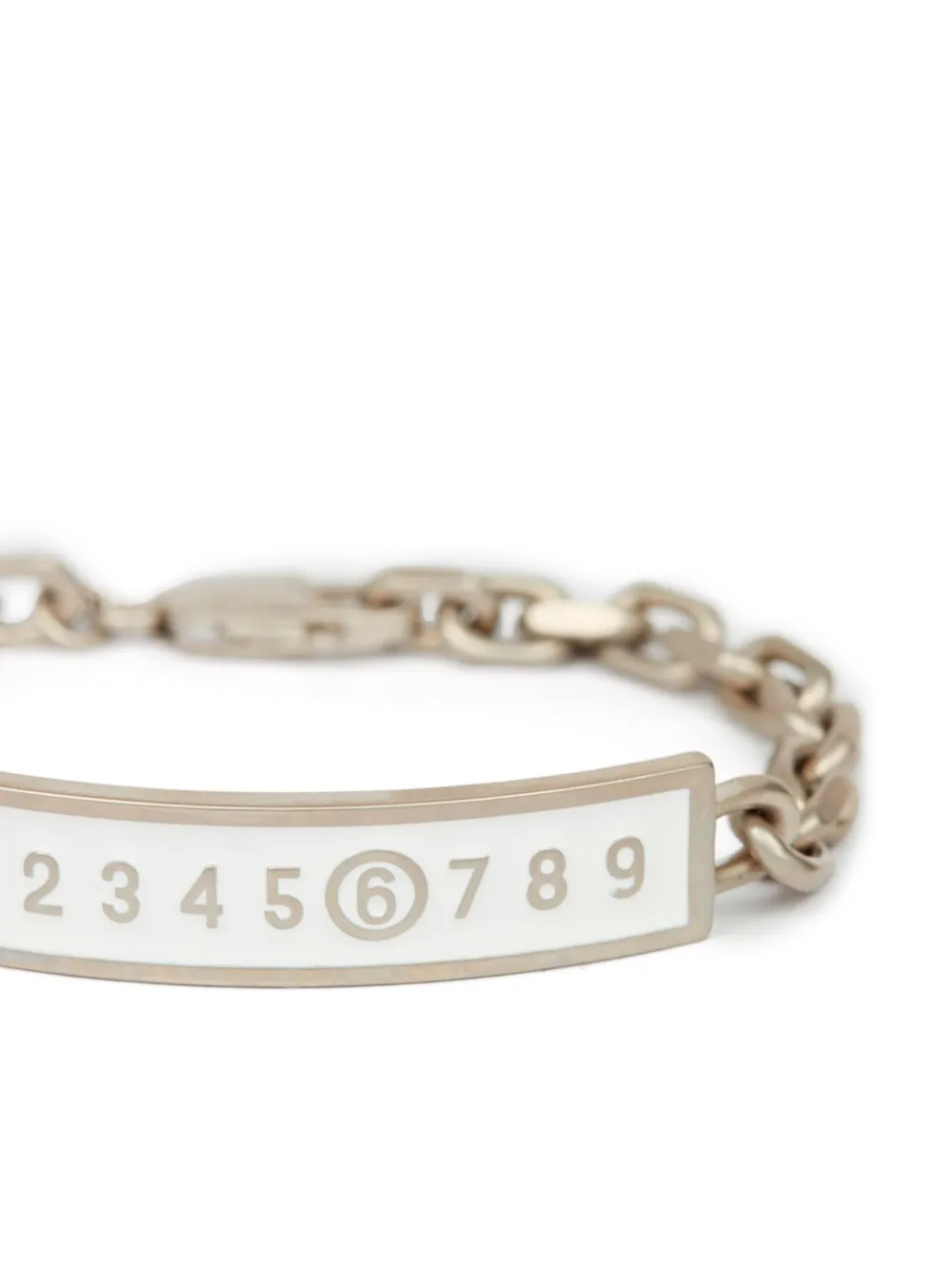 Mm6 Maison Margiela Enamel-logo Bracelet In Silver