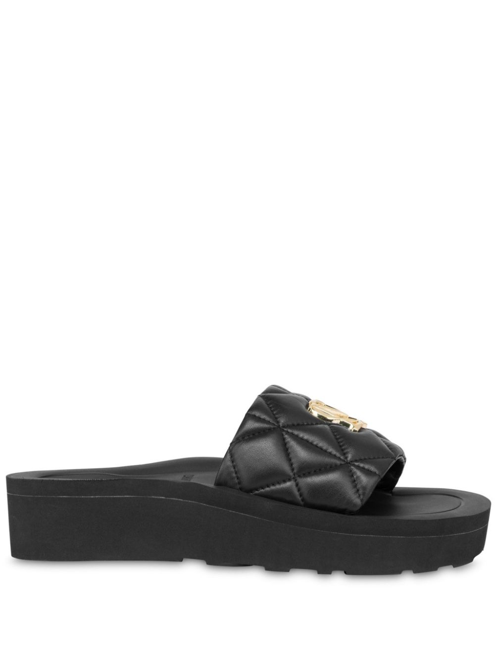 Love Moschino quilted leather slides Black