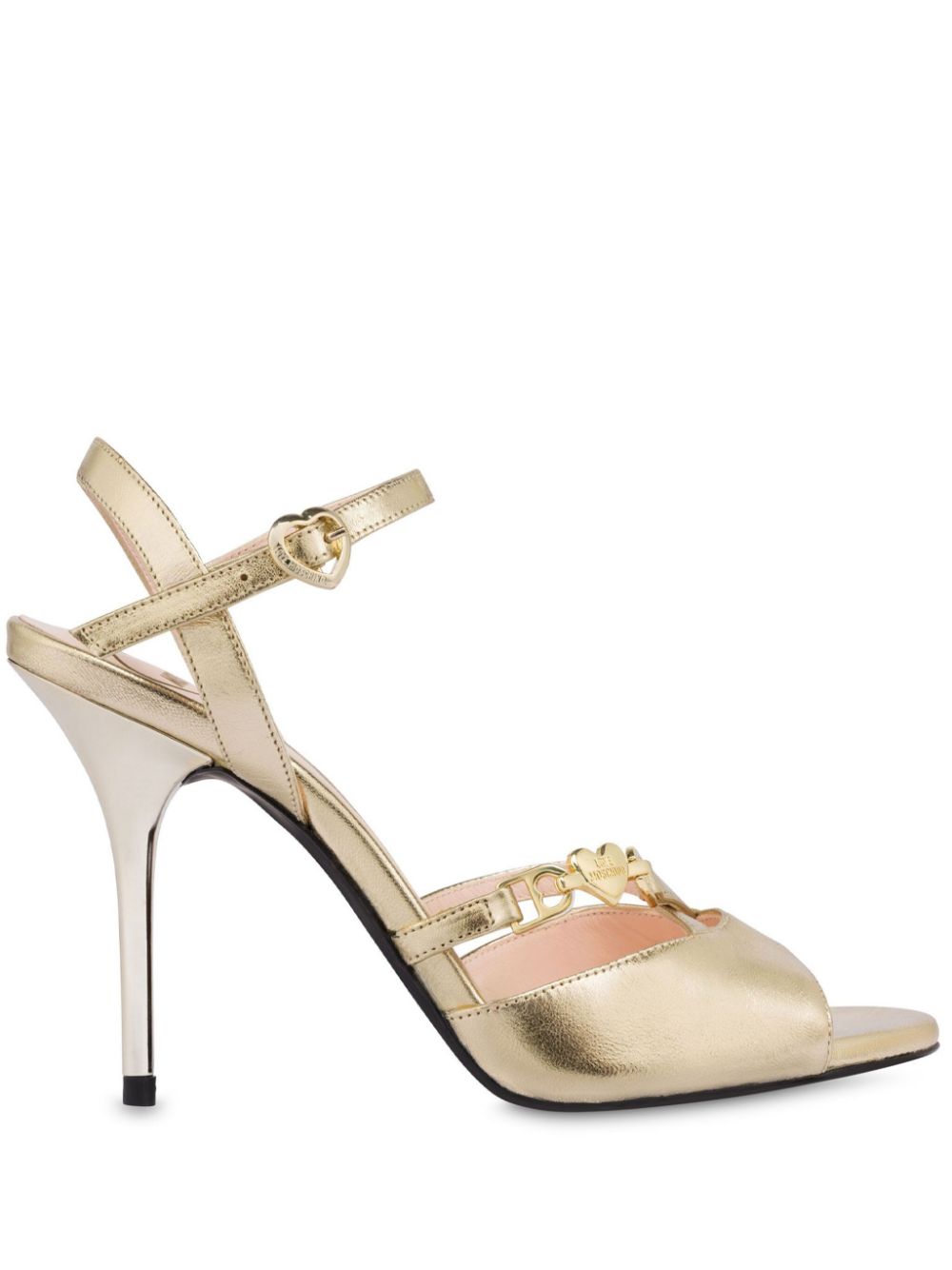 Love Moschino logo-plaque leather sandals Gold