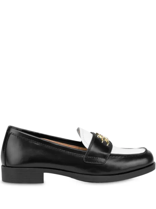 Mocassins en cuir à plaque logo - Love Moschino - Modalova