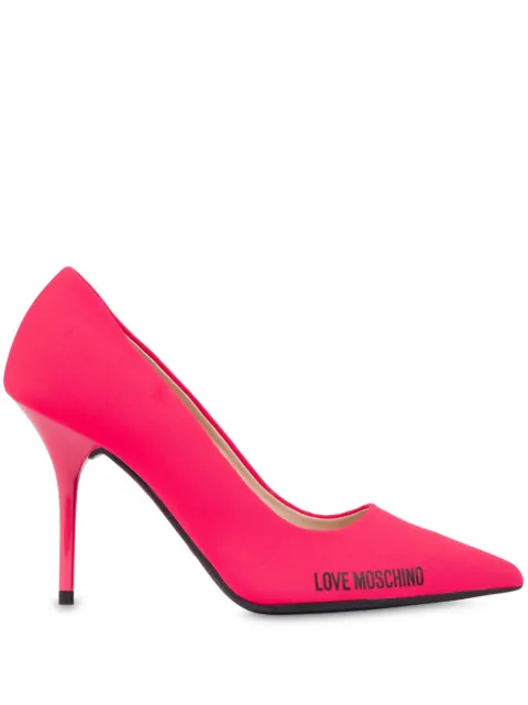 Love Moschino logo-print goatskin pumps