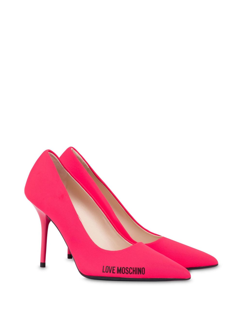 Love Moschino Leren pumps met logoprint - Roze