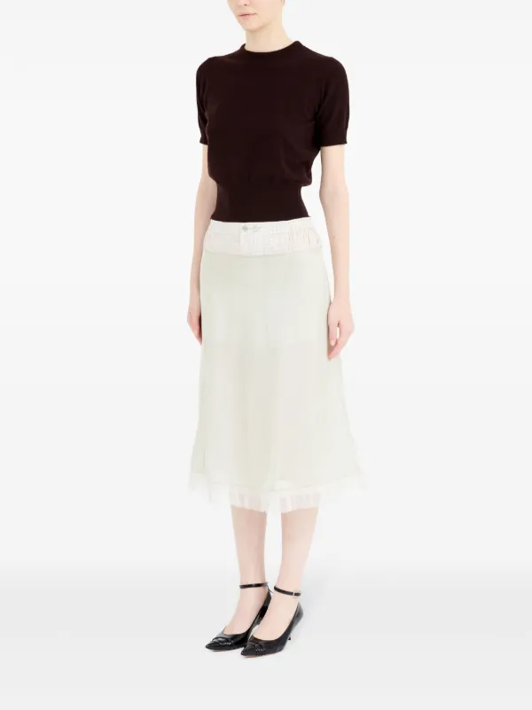 Maison Margiela Checked Midi Skirt | Neutrals | FARFETCH
