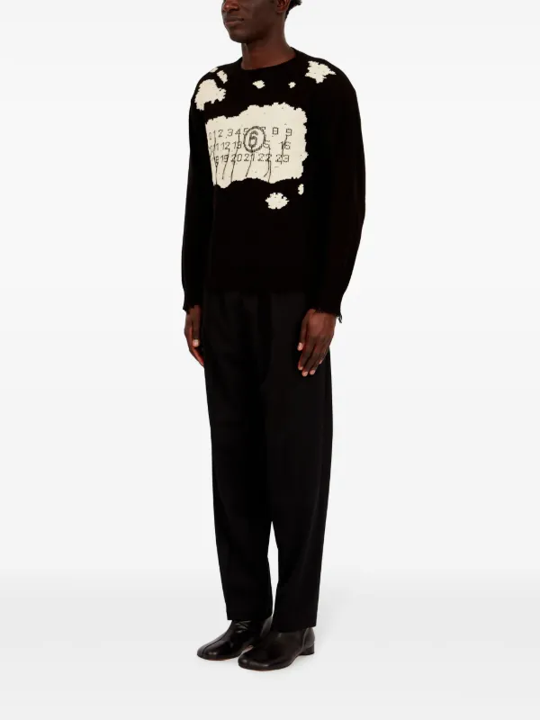 本当に信頼出来る商品 Maison MM6 Margiela ブラック | プルオーバー ナンバーモチーフ トップス