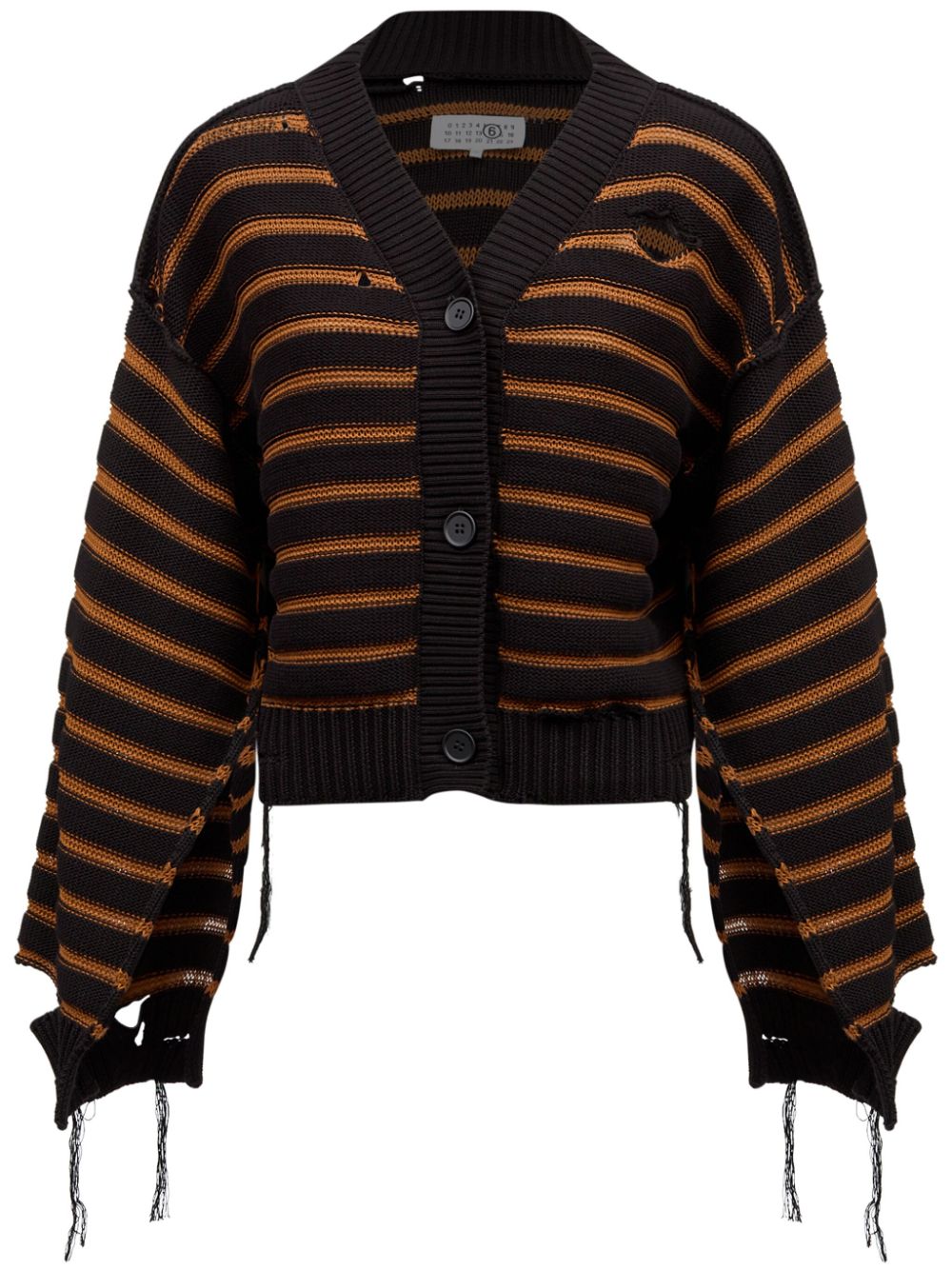 striped cotton knit cardigan