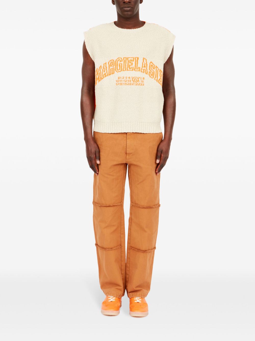 MM6 Maison Margiela numbers-motif vest - Beige