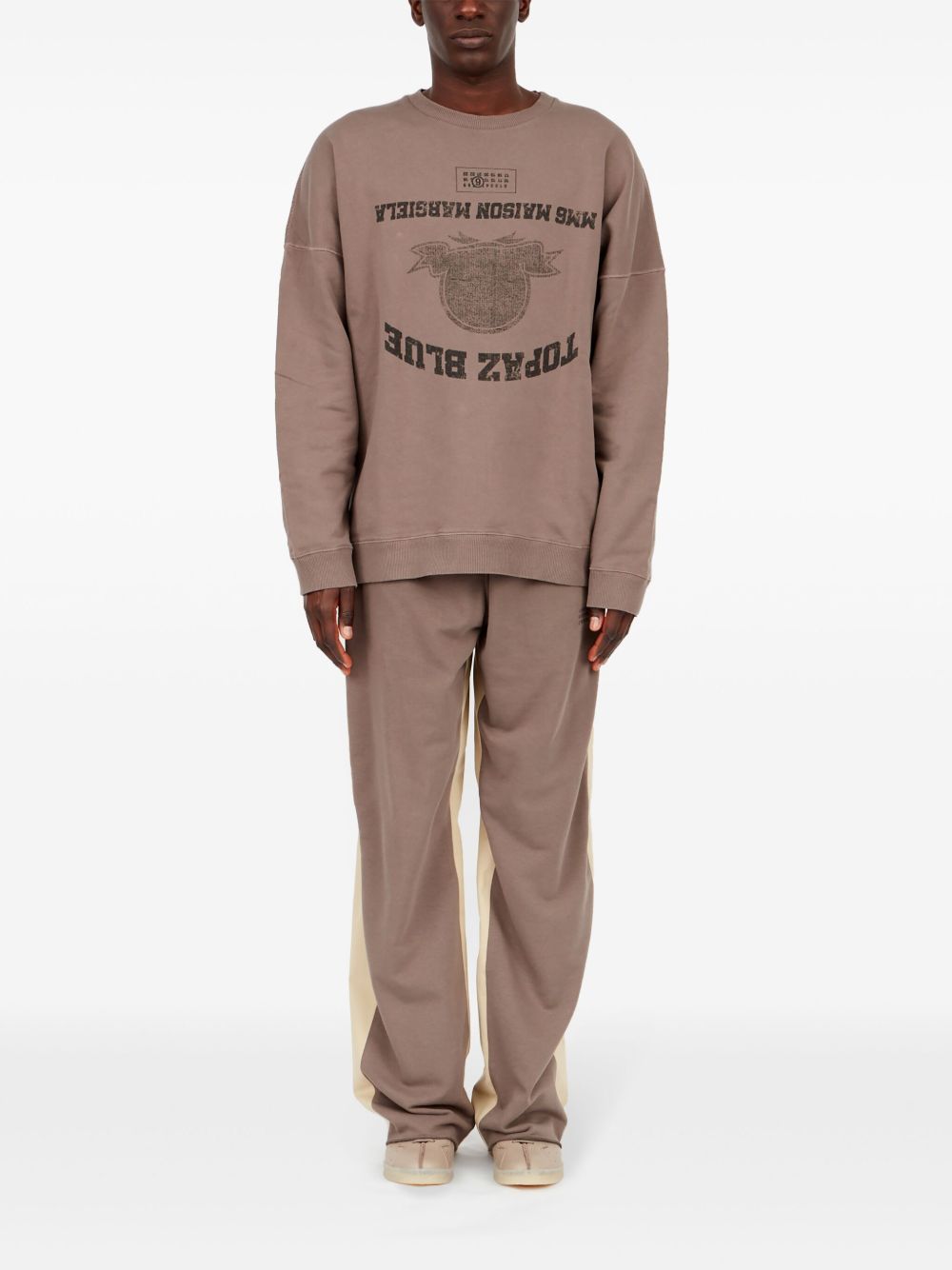 MM6 Maison Margiela Sweater met getallen patroon - Bruin