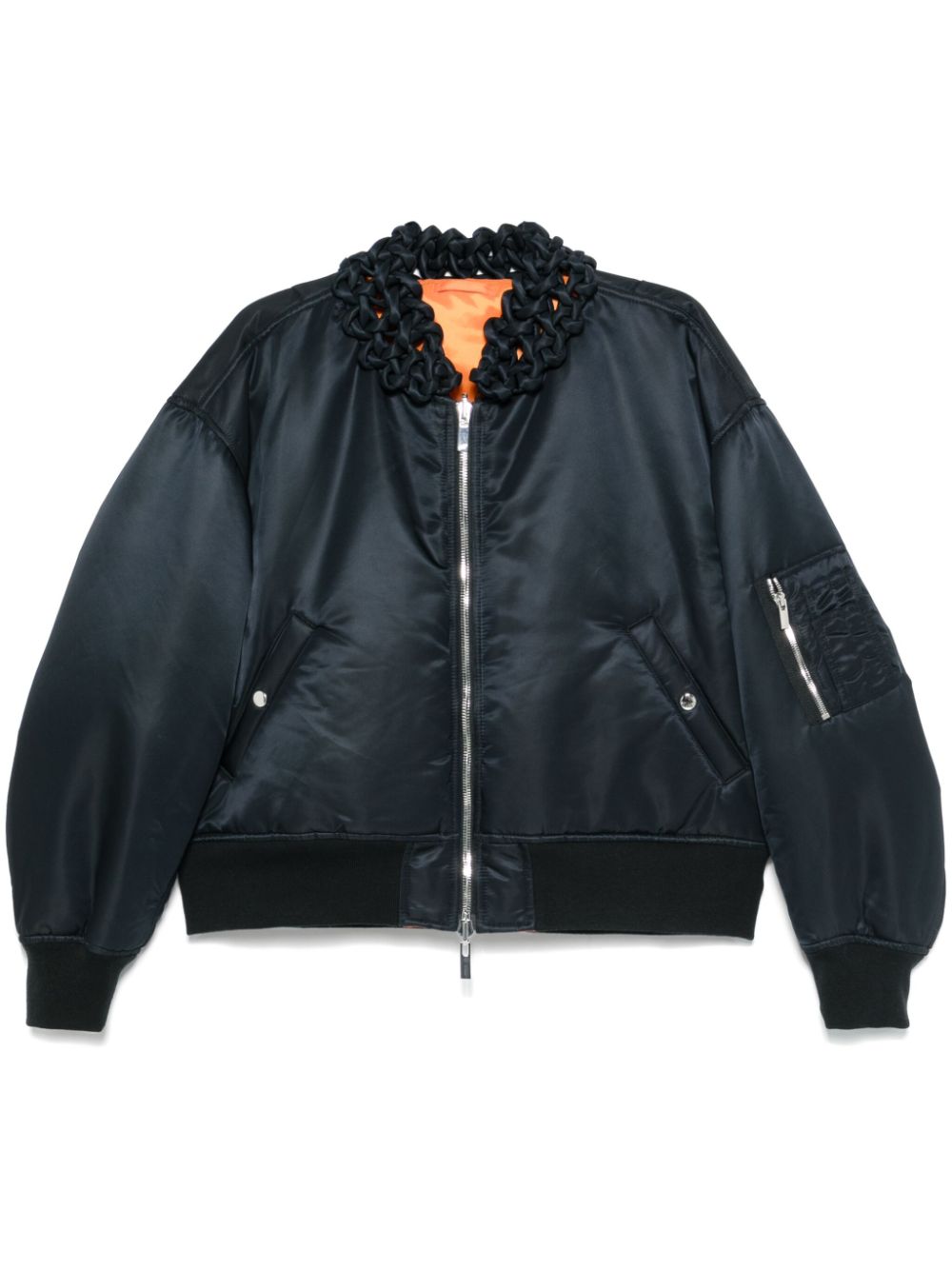 Noir Kei Ninomiya interwoven-detail bomber jacket - Black