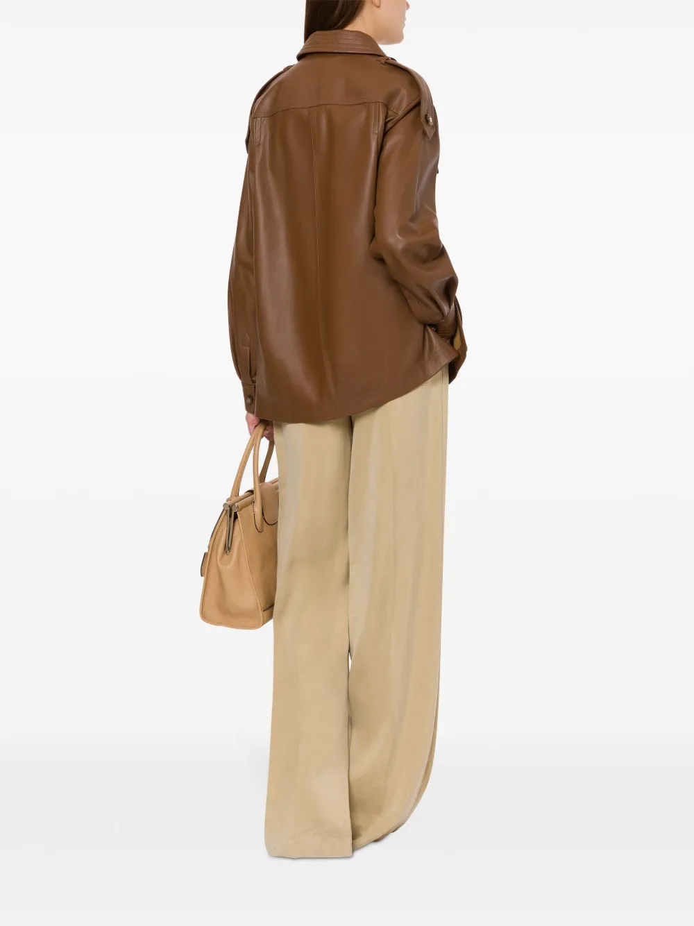 Alberta Ferretti Leren jack Bruin