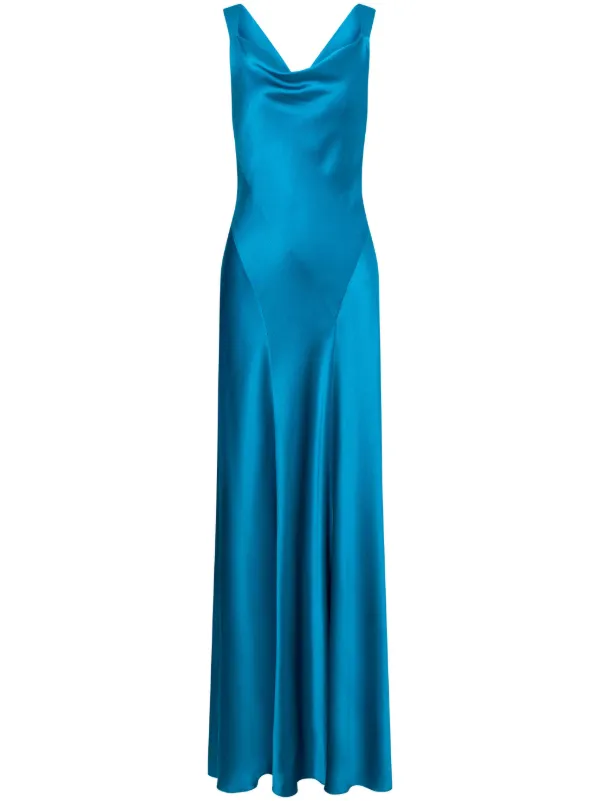 farretti dress blue Glitter Royal Blue Satin Mermaid Spaghetti Straps Long Corset Prom Dress with Beading Royal Blue / 14