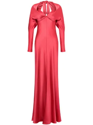 Buy > Satin long dress with pleats | Alberta Ferretti
