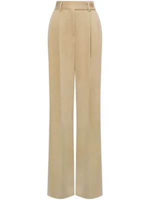 パンツ a Ferretti High-Waisted Wide-Leg Trousers パンツ A FERRETTI Navy blue satin wide-leg pant High Waist