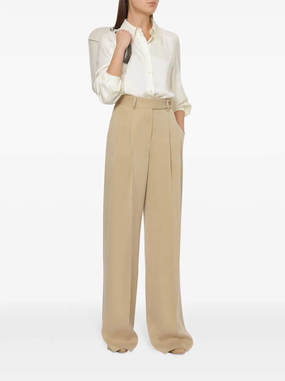 Alberta Ferretti Broek met wijde pijpen - Beige