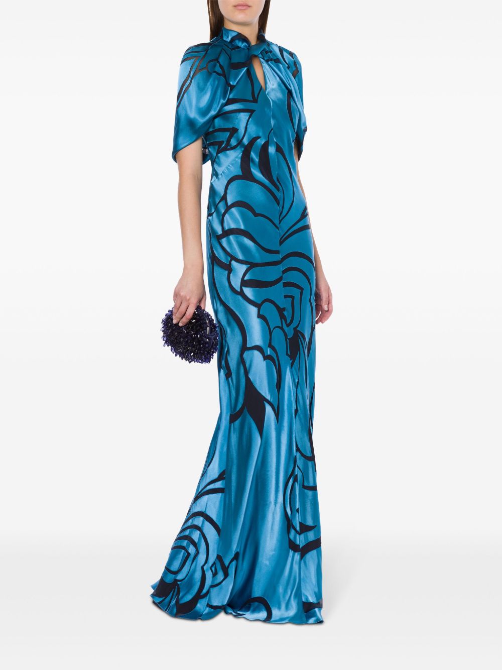 Alberta Ferretti Avondjurk met bloemenprint - Blauw