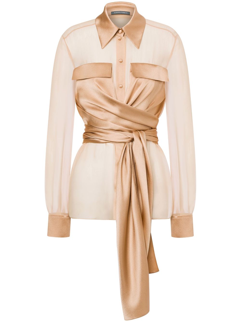 Alberta Ferretti Blouse met striksluiting Beige