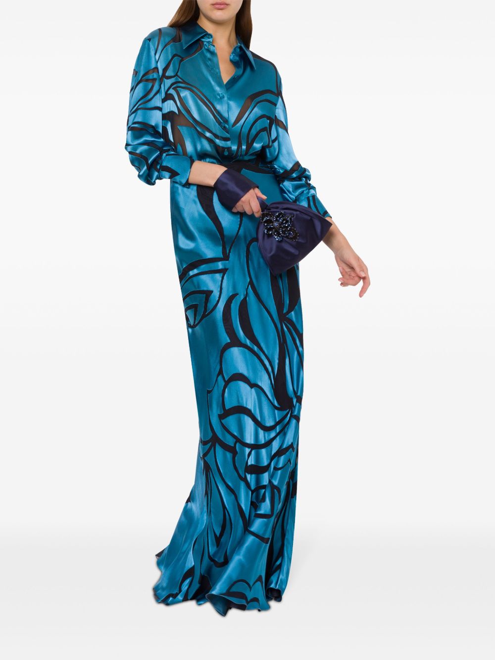 Alberta Ferretti Maxi-rok met abstract patroon - Blauw