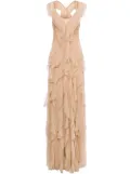 Alberta Ferretti ruffled gown - Neutrals