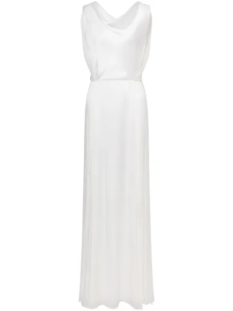 Alberta Ferretti vestido satinado con detalles plisados