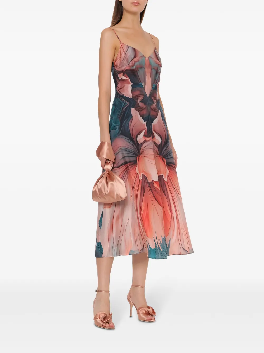 Alberta Ferretti Midi-jurk met bloemenprint - Roze