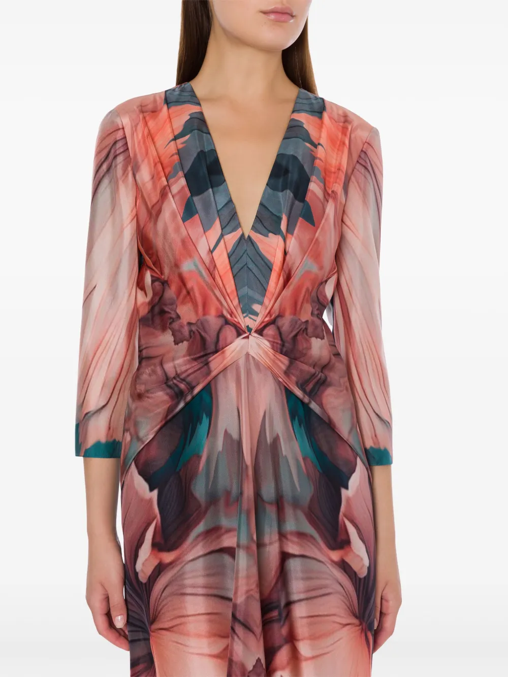 Alberta Ferretti Zijden jurk met bloemenprint Blauw